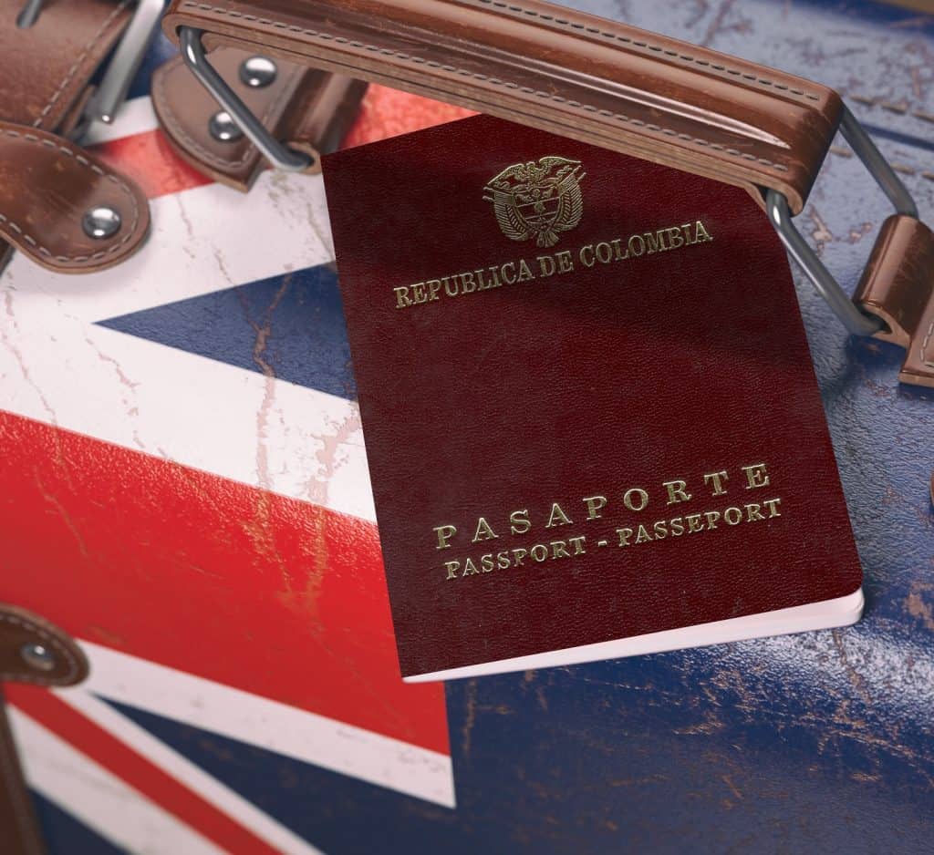 Pasaporte Colombiano con maleta de Australia